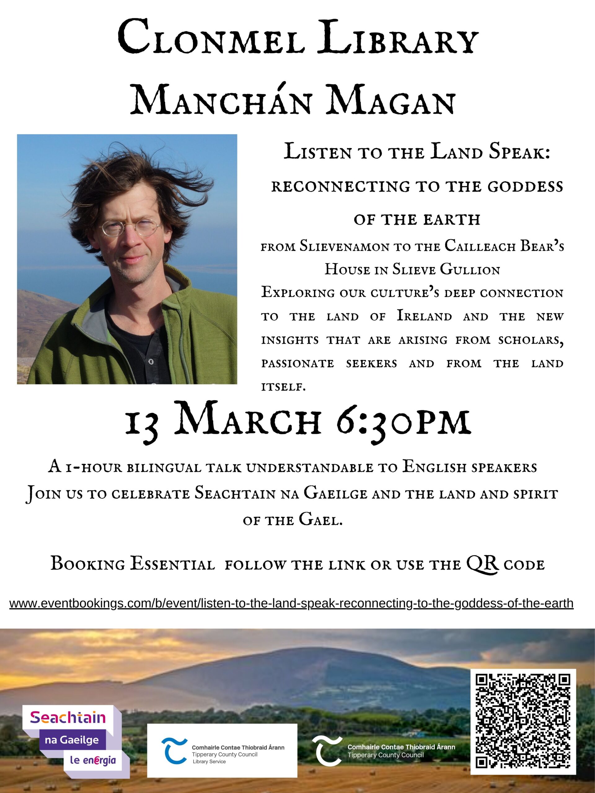 Clonmel Library presents: Manchán Magan ‘Listen to the Land Speak: reconnecting to the goddess of the earth’