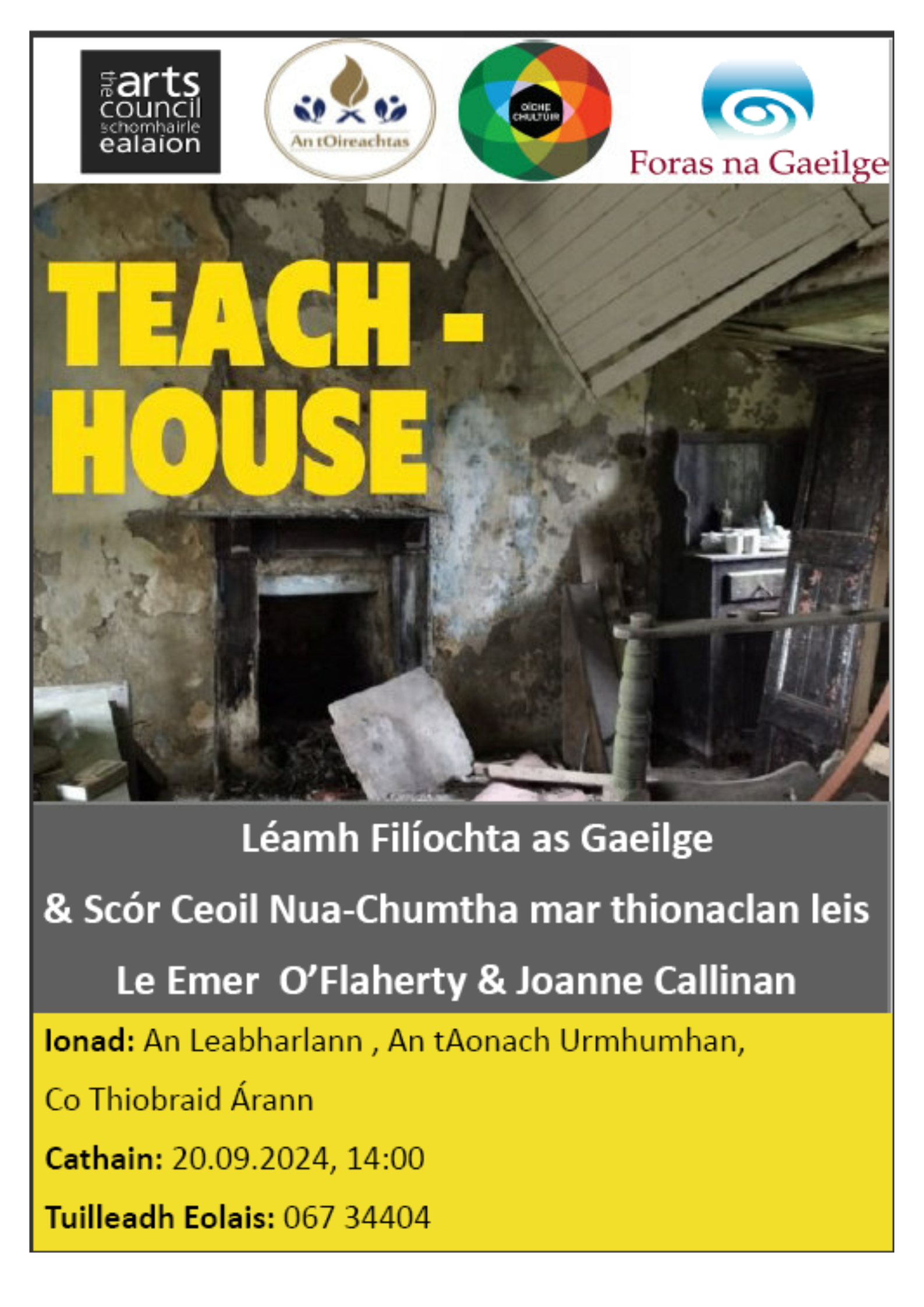 Poster Teach House event in Nenagh Library