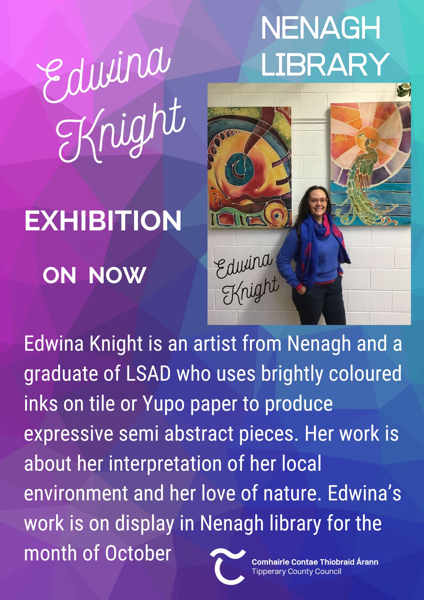 Local artist, Edwina Knight, exhibition at Nenagh Library