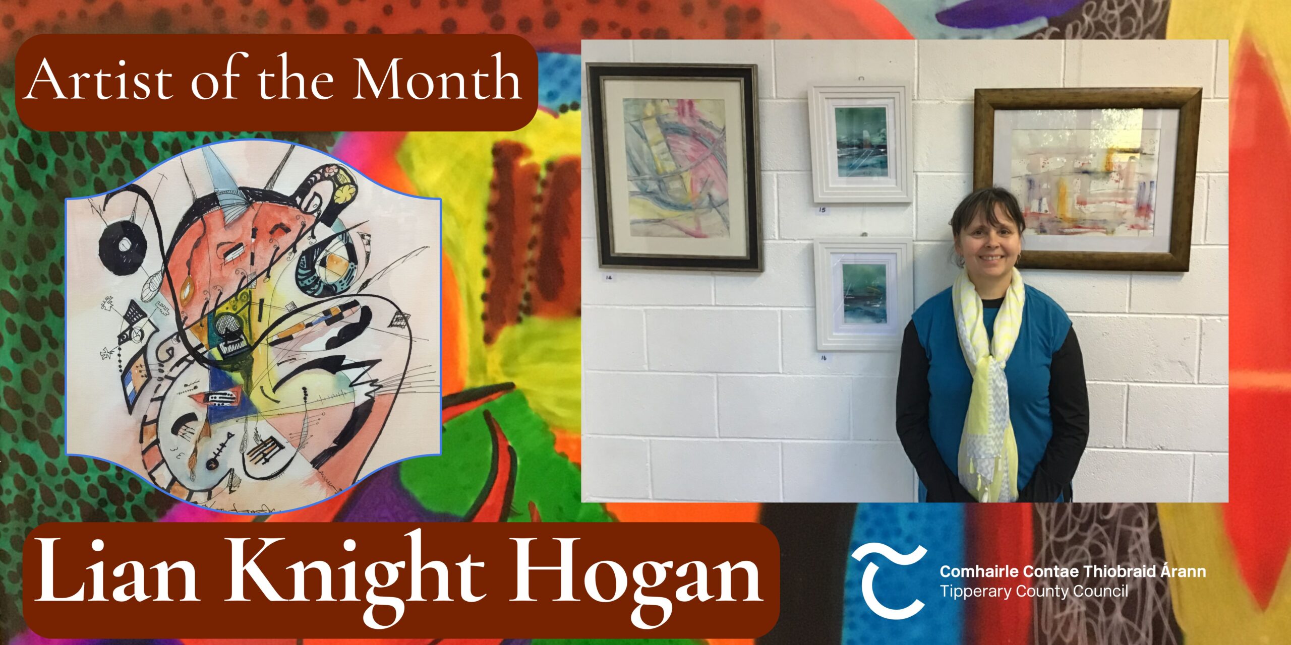 Local artist Lian Knight-Hogan’s latest exhibition will be on display in Nenagh library throughout the month of February. Called ‘Nádúr agus Teibí - Nature and Abstract’, the exhibition includes some pastoral scenes but concentrates mainly on the abstract use of shapes and colours to express movement and feeling, showing what the artist is seeing and feeling in their mind’s eye.